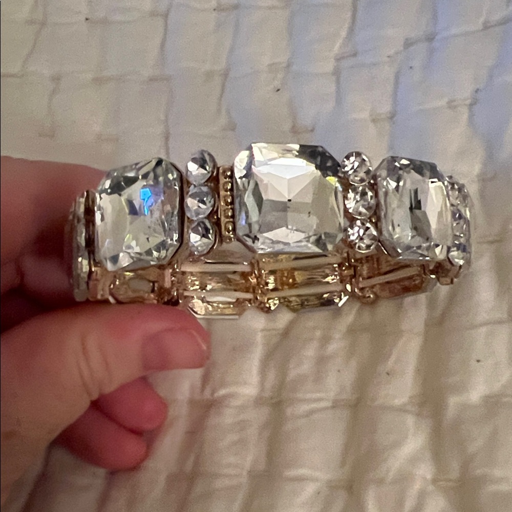 Source Unknown Gold and Silver Crystal Bracelet